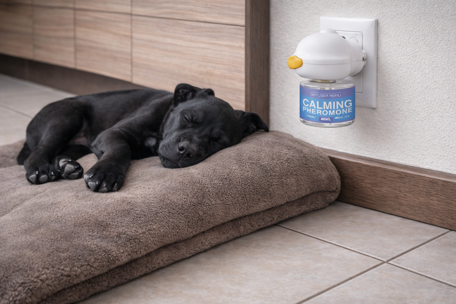 Avneet C. avec son chien et le produit PawZena